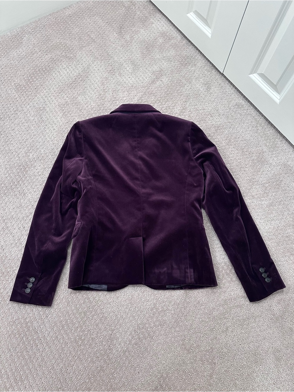 J.Crew Velvet Schoolboy Blazer Size 6 Plum Purple Eggplant 100% Cotton - Picture 2 of 8